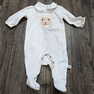 Patrick‎ Francis Baby White Velour Sheep Footie Sleeper Peter Pan Collar 6-12M